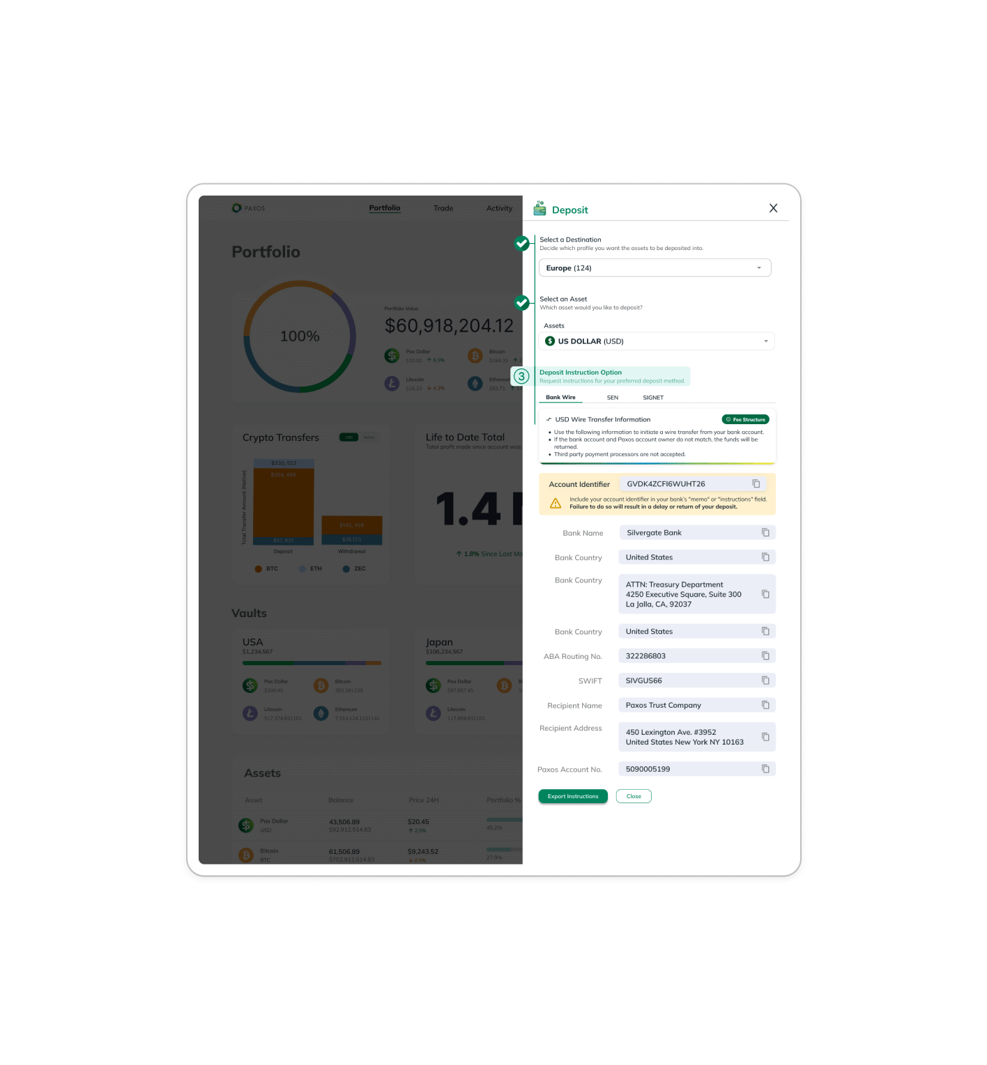 Dashboard Mockup - Deposit Drawer