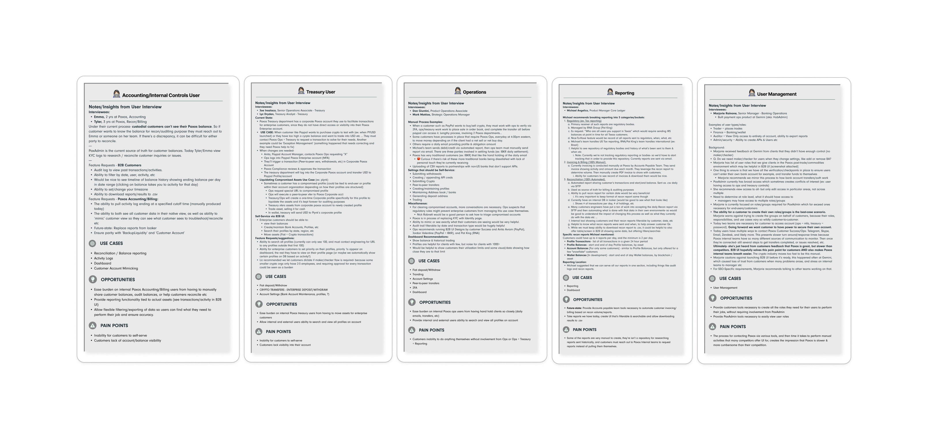 Screenshot of User Interview Notes
