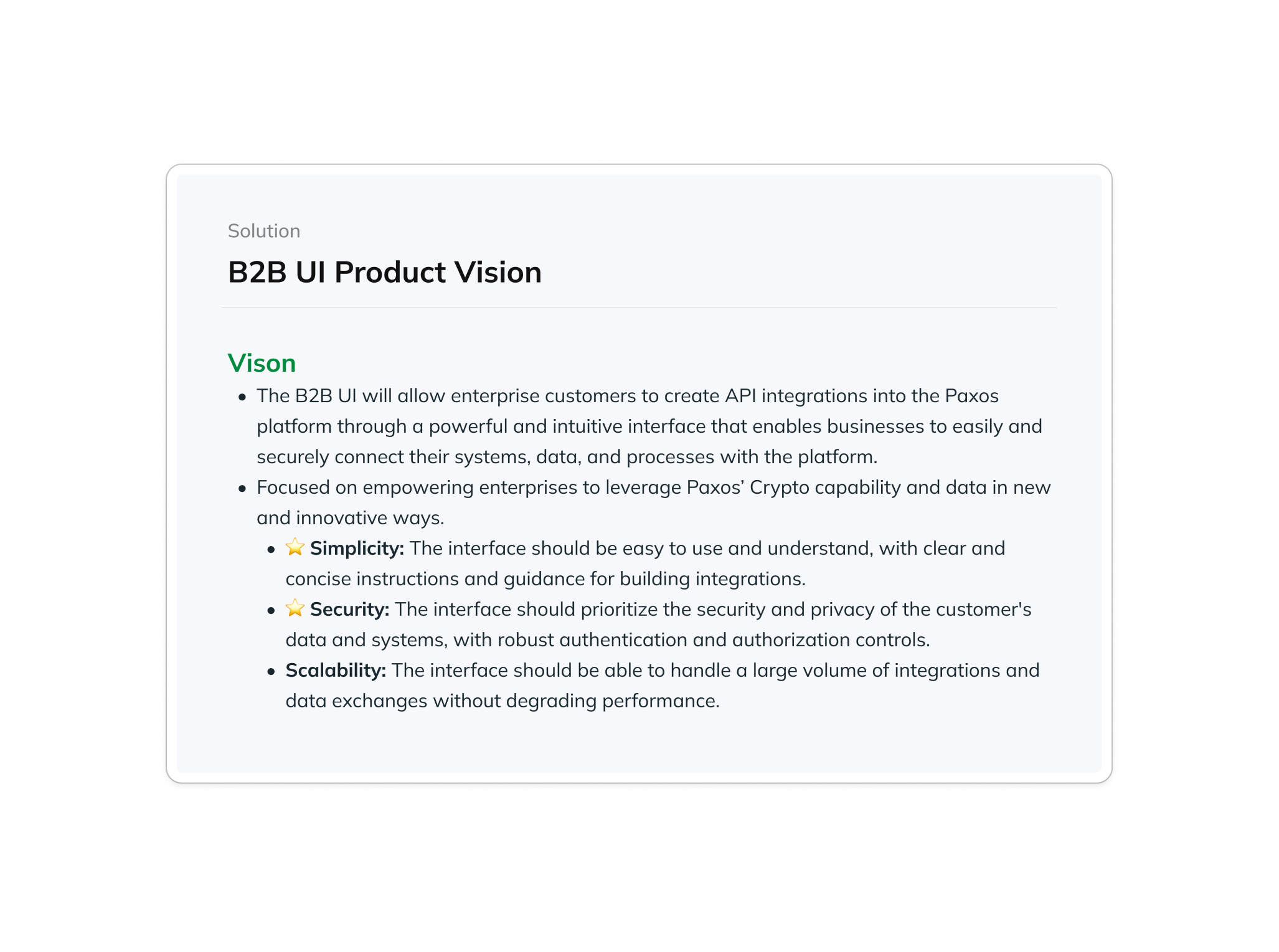 B2B UI Product Vision
